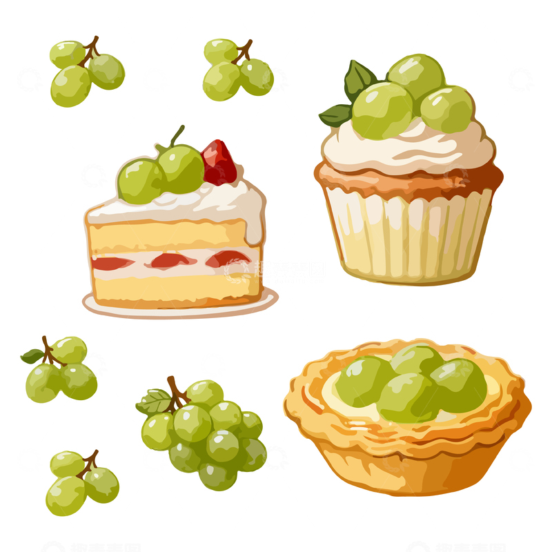 源文件下载【趣麦麦图】卡通水果甜点插画设计素材