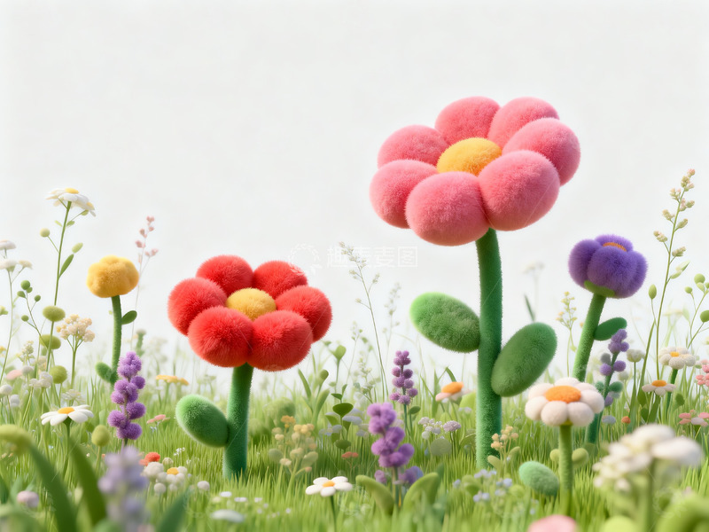 高清大图下载【趣麦麦图】毛绒质感的花草3