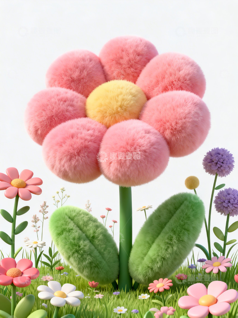 高清大图下载【趣麦麦图】毛绒质感的花草5