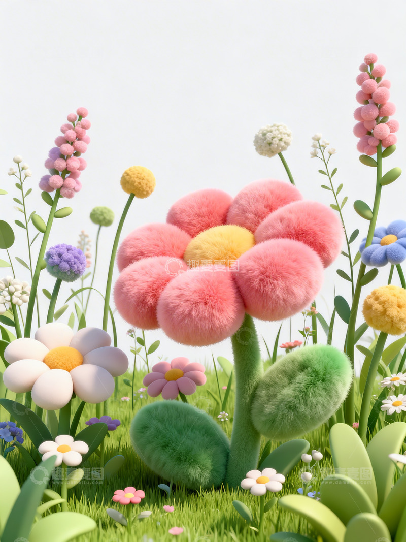 高清大图下载【趣麦麦图】毛绒质感的花草8