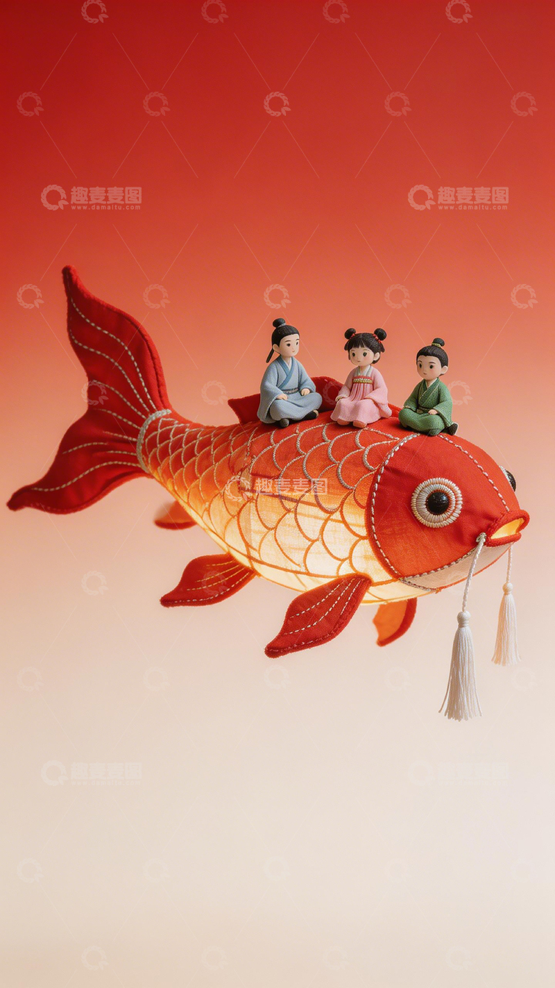 高清大图下载【趣麦麦图】传统鱼形装饰与小人偶