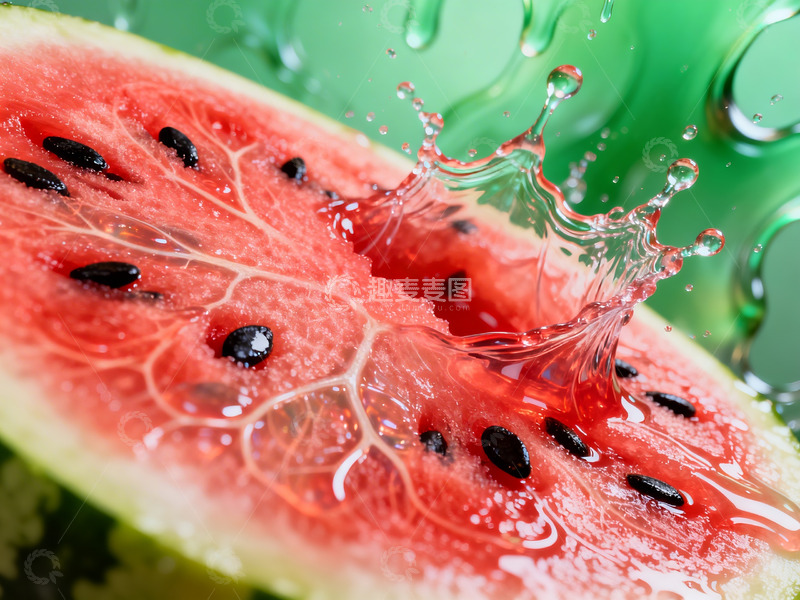 高清大图下载【趣麦麦图】鲜红多汁西瓜特写