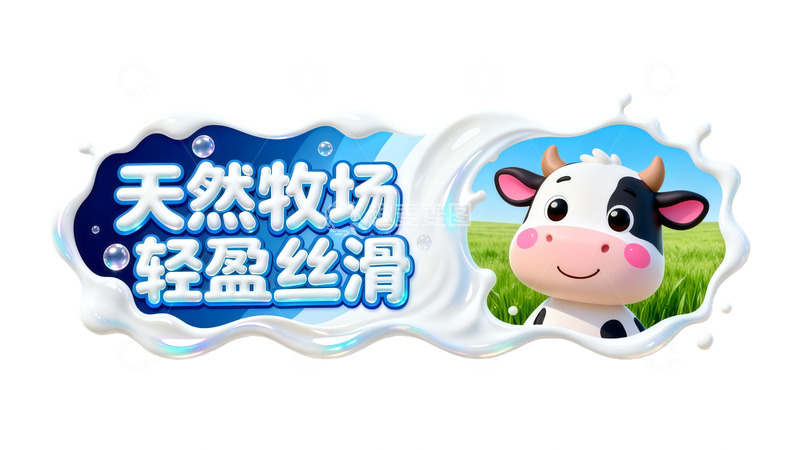高清大图下载【趣麦麦图】天然牧场牛奶广告场景广告