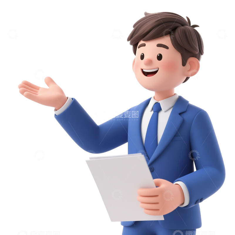 源文件下载【趣麦麦图】3d卡通西装职业人员3