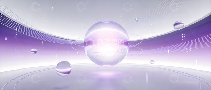 高清大图下载【趣麦麦图】紫色梦幻气泡科技背景图