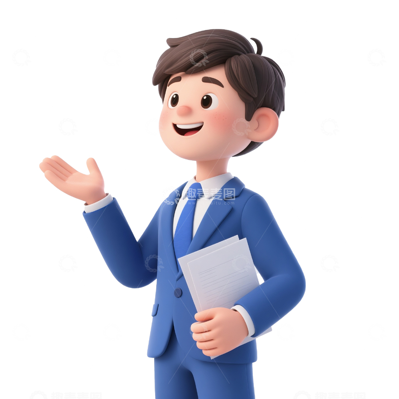 源文件下载【趣麦麦图】3d卡通西装职业人员2
