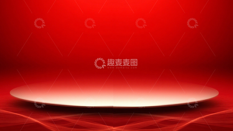 高清大图下载【趣麦麦图】红色光影圆形平台展示背景
