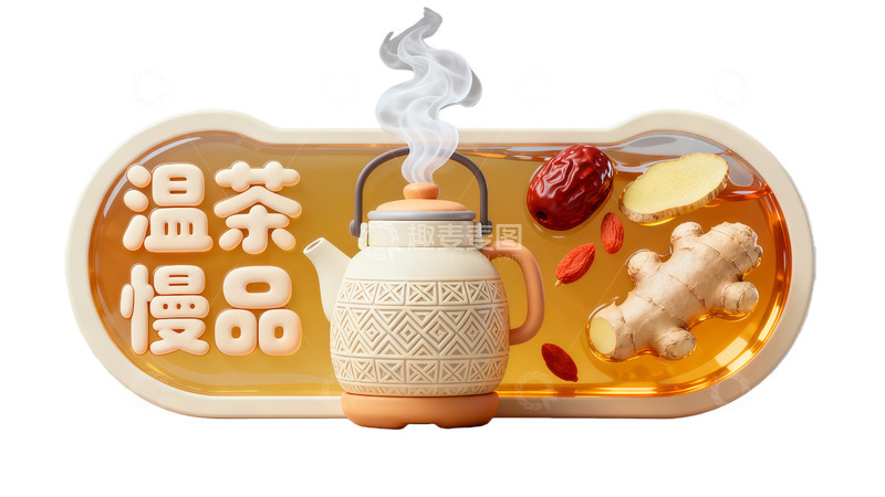 高清大图下载【趣麦麦图】陶瓷茶壶温茶慢品