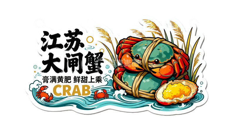 高清大图下载【趣麦麦图】卡通江苏大闸蟹美食宣传图