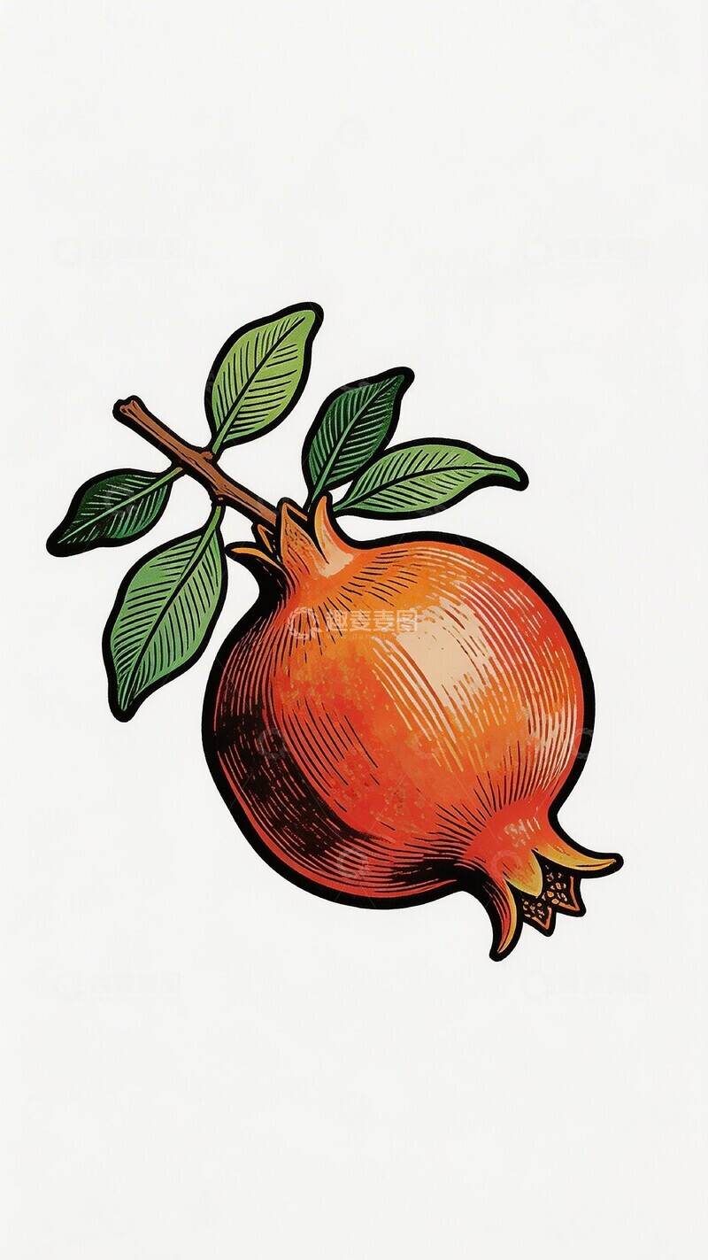 高清大图下载【趣麦麦图】手绘石榴插画设计元素