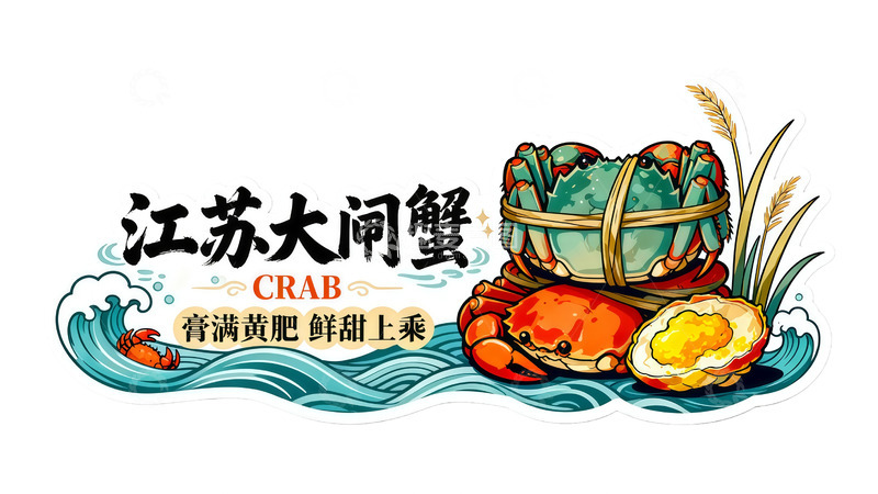 高清大图下载【趣麦麦图】江苏大闸蟹膏满黄肥鲜甜上乘