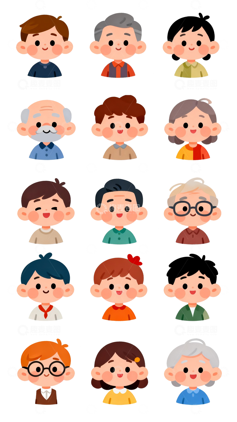 源文件下载【趣麦麦图】q版人物头像3