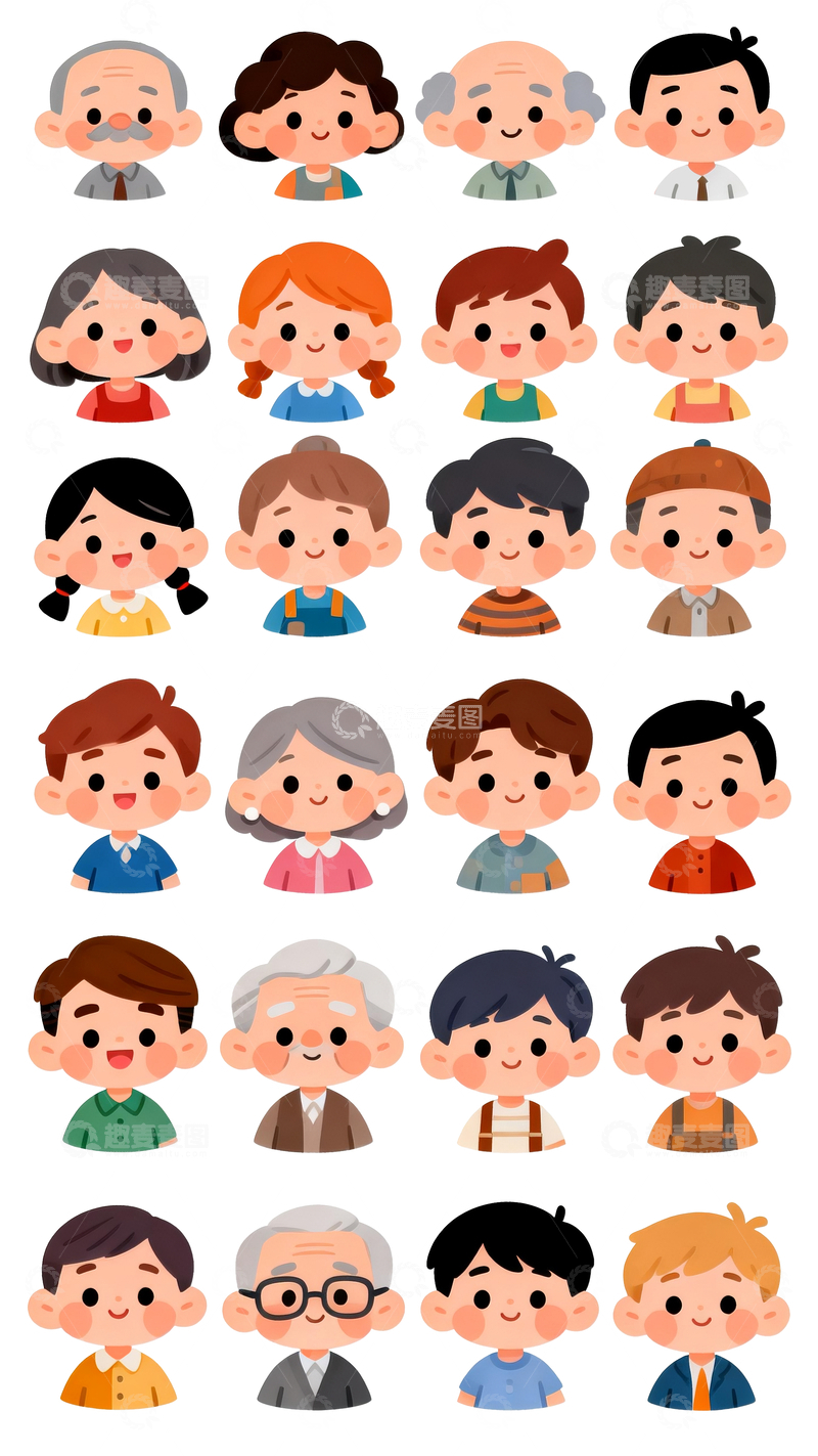 源文件下载【趣麦麦图】q版人物头像4