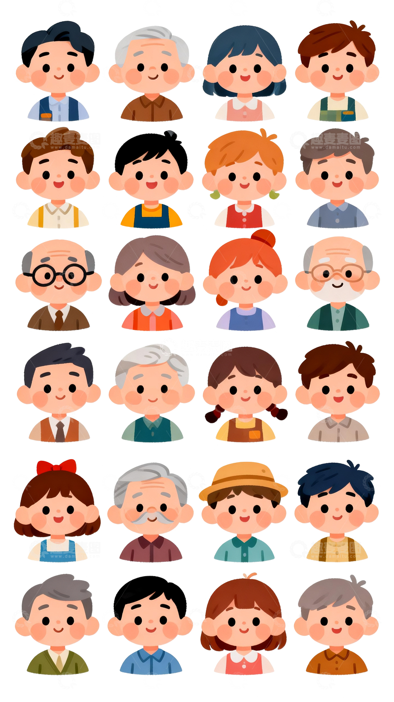 源文件下载【趣麦麦图】q版人物头像2