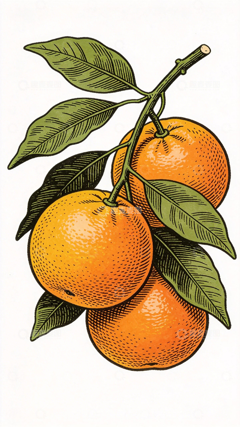 高清大图下载【趣麦麦图】柑橘插画设计素材
