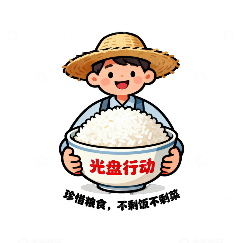 高清大图下载【趣麦麦图】光盘行动宣传海报卡通插画珍惜粮食素材