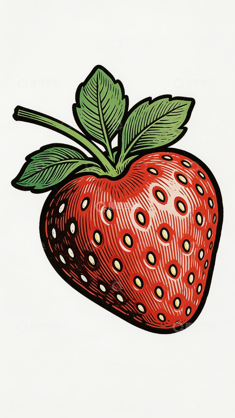高清大图下载【趣麦麦图】手绘风格草莓插画设计素材