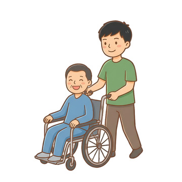 卡通关爱老人插图素材