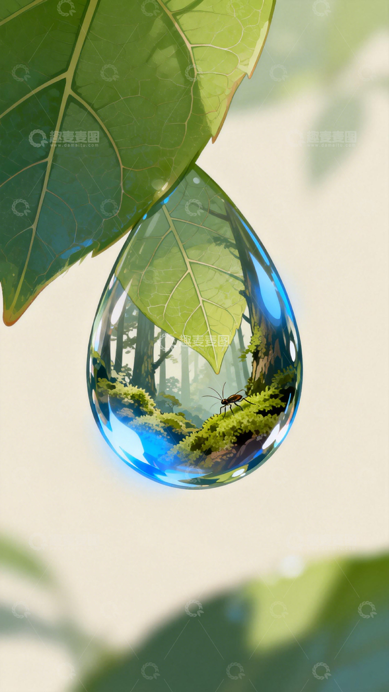 高清大图下载【趣麦麦图】水滴中的森林景观
