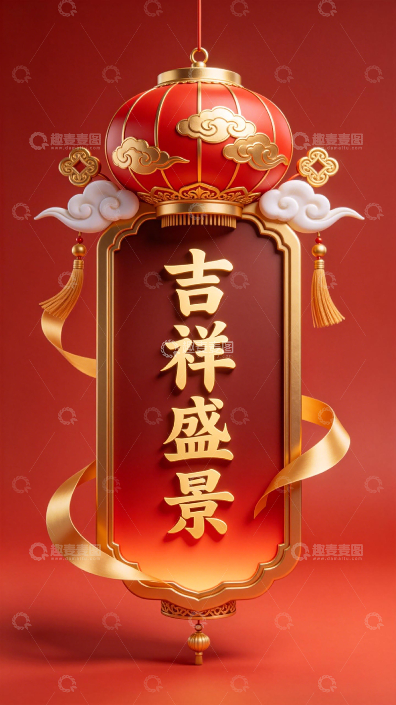 高清大图下载【趣麦麦图】吉祥红灯挂饰祝福语