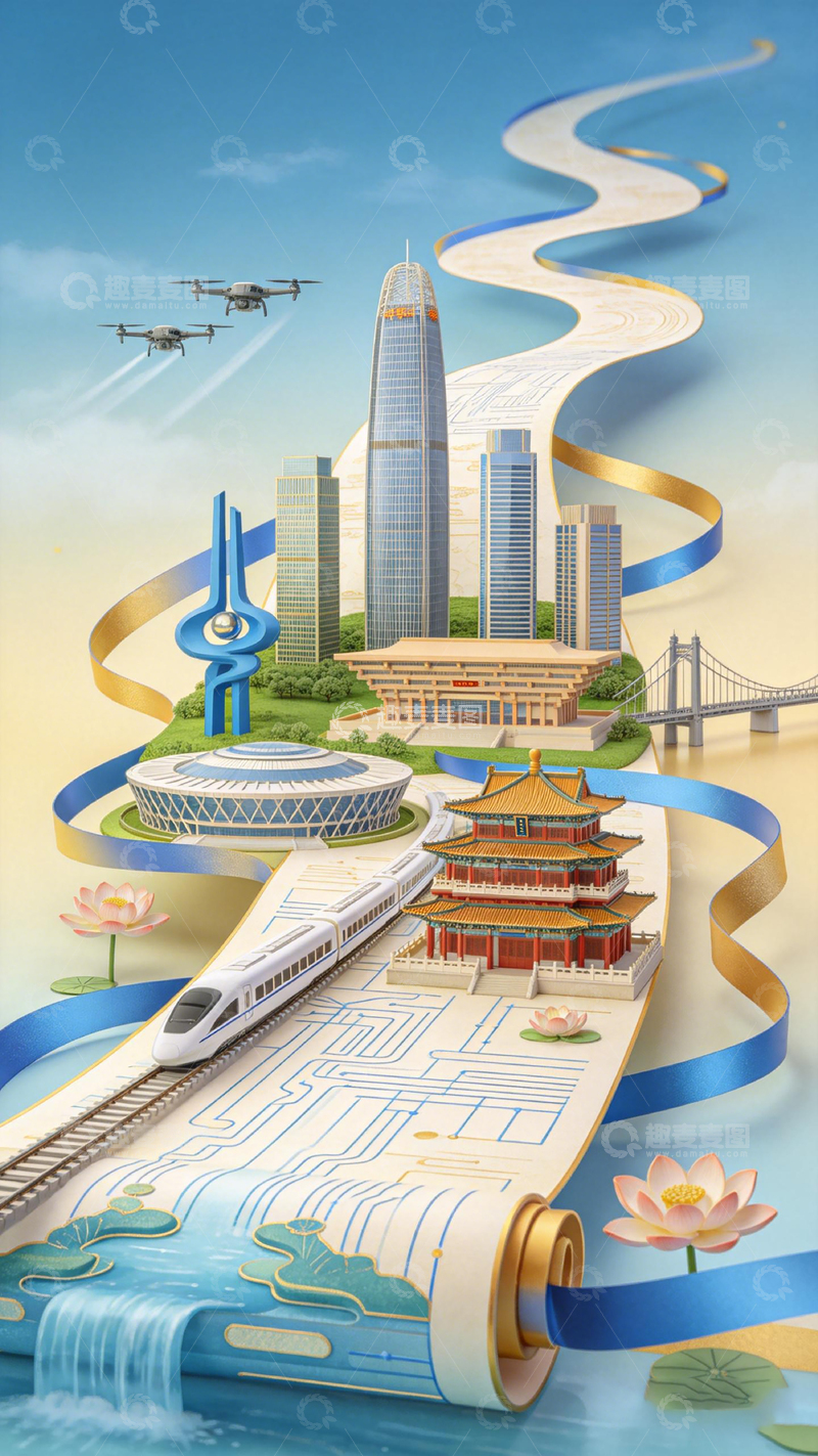 高清大图下载【趣麦麦图】未来城市科技画卷