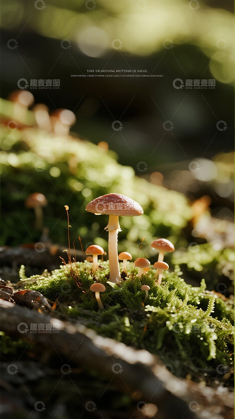 高清大图下载【趣麦麦图】森林野生小蘑菇微距摄影