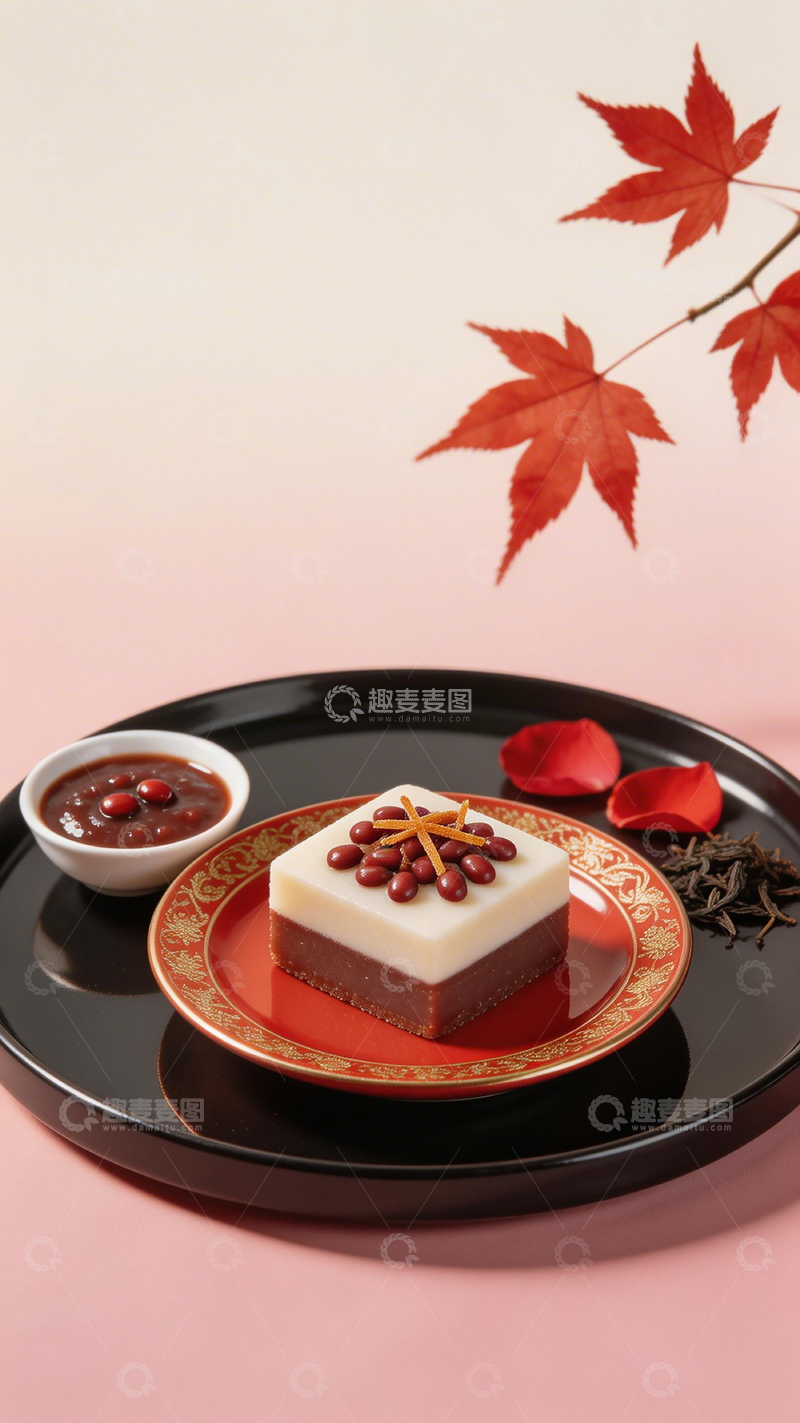 高清大图下载【趣麦麦图】秋日甜点红叶糕点美食摄影