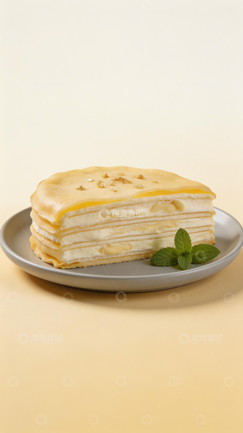 高清大图下载【趣麦麦图】简约风千层蛋糕美食摄影图片