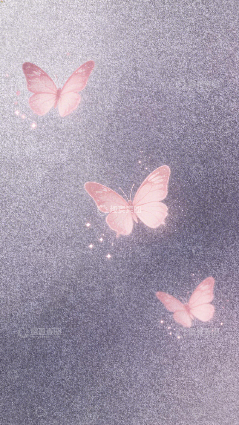 高清大图下载【趣麦麦图】梦幻蝴蝶粉色背景壁纸