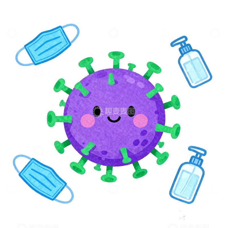 高清大图下载【趣麦麦图】卡通病毒防护宣传图