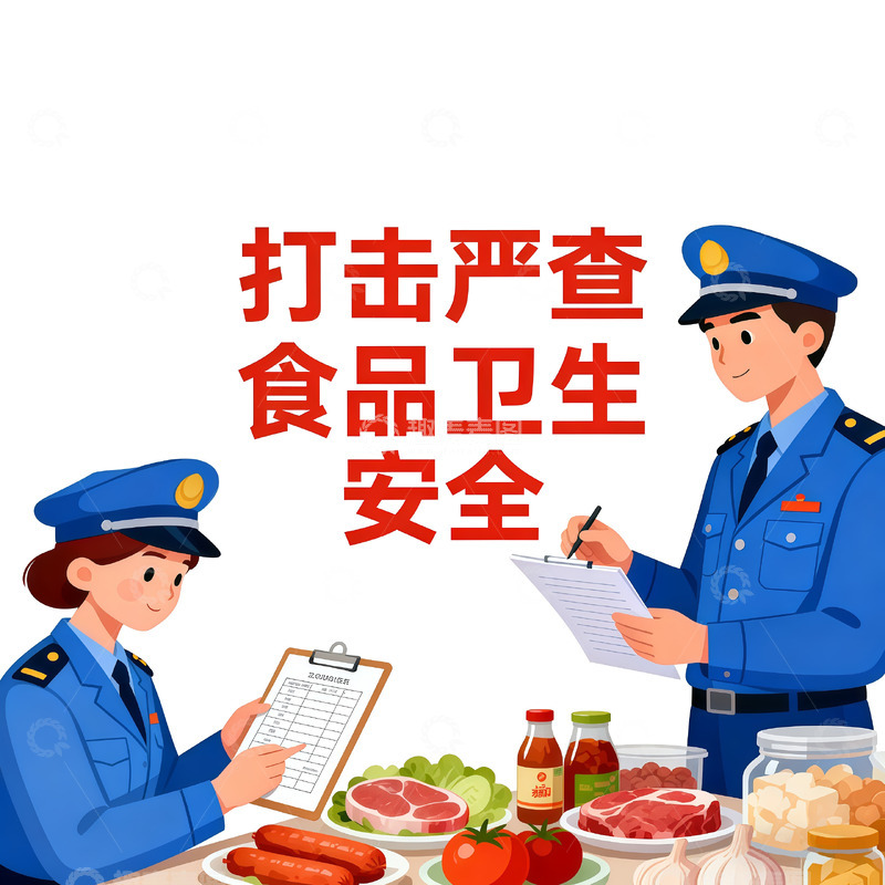 高清大图下载【趣麦麦图】严查食品安全卫生宣传海报