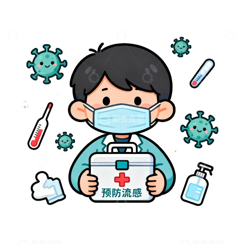 高清大图下载【趣麦麦图】卡通防疫宣传插画设计素材