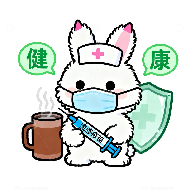 高清大图下载【趣麦麦图】可爱兔医护健康宣传插画