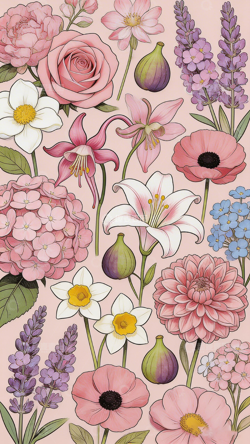 高清大图下载【趣麦麦图】花卉插画设计素材