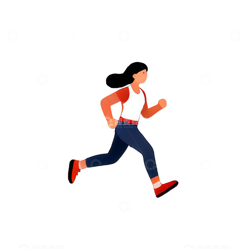 高清大图下载【趣麦麦图】跑步女孩卡通插画