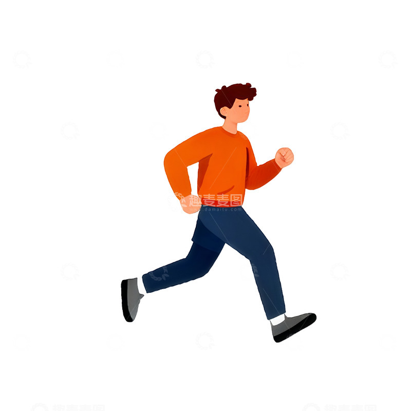 高清大图下载【趣麦麦图】卡通风格跑步人物插画素材