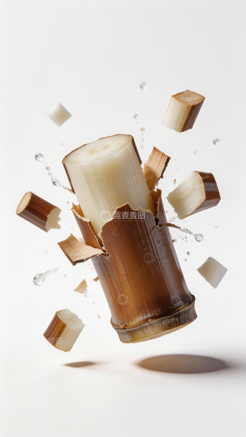 高清大图下载【趣麦麦图】甘蔗碎块飞溅摄影图片