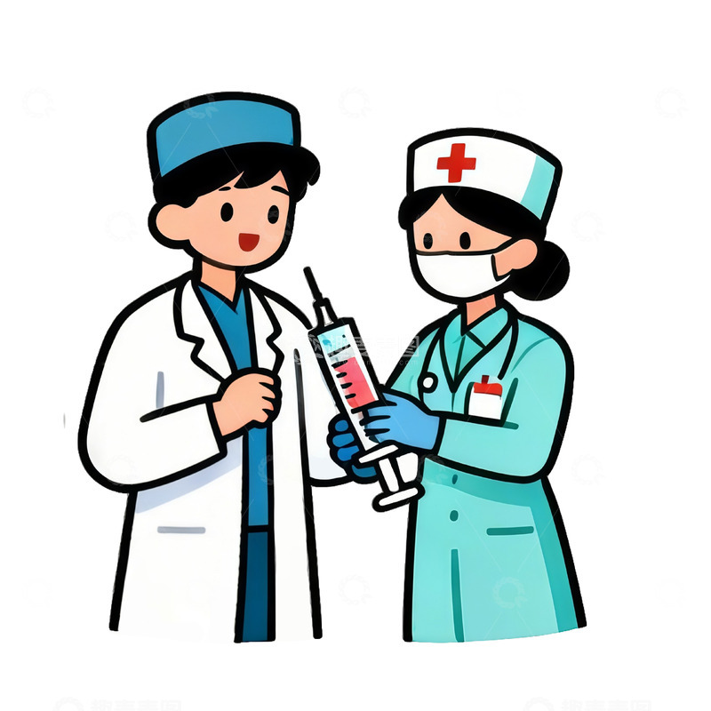 高清大图下载【趣麦麦图】医护插画接种疫苗素材