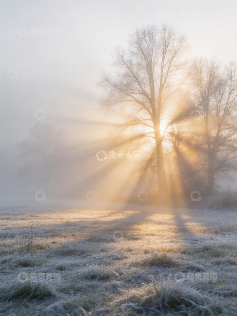高清大图下载【趣麦麦图】冬日清晨浓雾弥漫