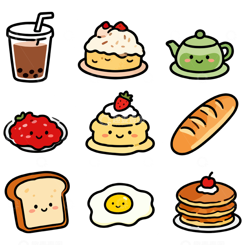 源文件下载【趣麦麦图】卡通美食插画设计元素