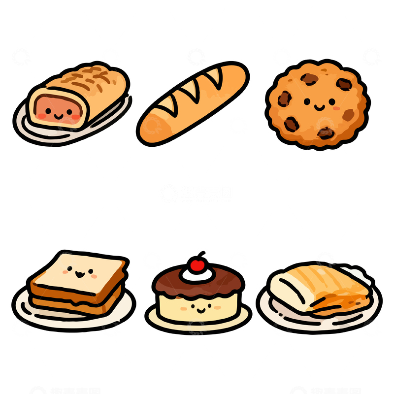 源文件下载【趣麦麦图】卡通甜点美食插画素材