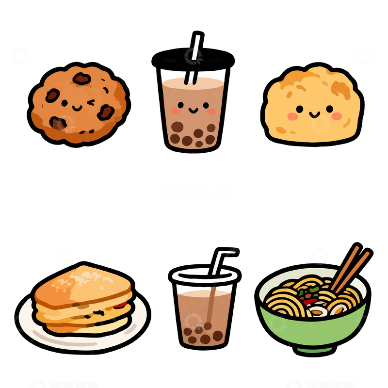 源文件下载【趣麦麦图】可爱卡通美食插画合集