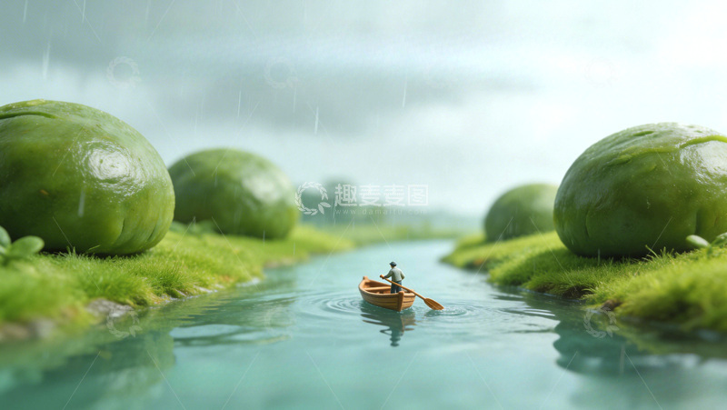 高清大图下载【趣麦麦图】清明时节微缩景观划船摄影