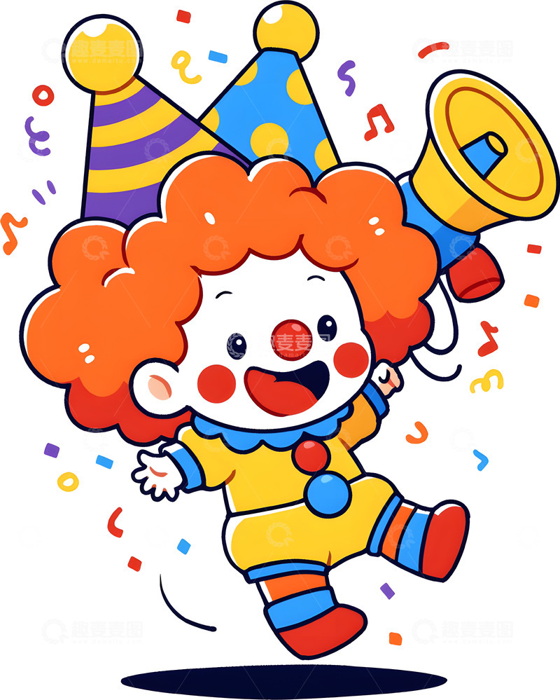 高清大图下载【趣麦麦图】欢乐小丑卡通插画
