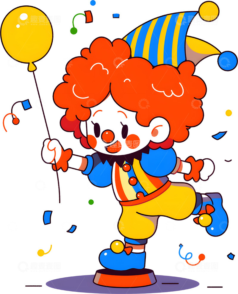 高清大图下载【趣麦麦图】小丑欢乐卡通插画