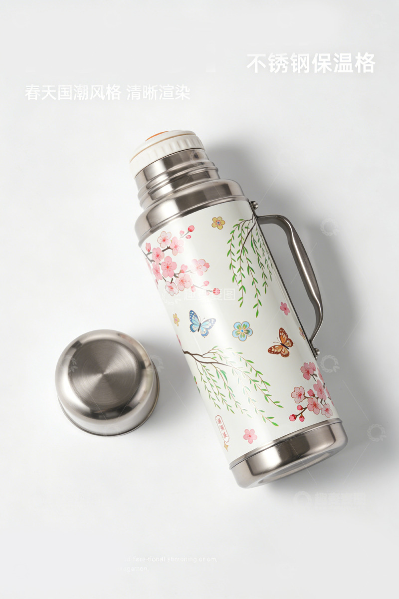 高清大图下载【趣麦麦图】春日国潮保温瓶