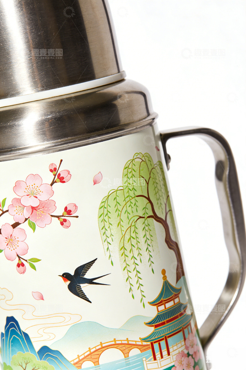 高清大图下载【趣麦麦图】中国风不锈钢水壶装饰画