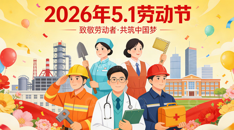 高清大图下载【趣麦麦图】庆祝五一劳动节宣传海报设计模板