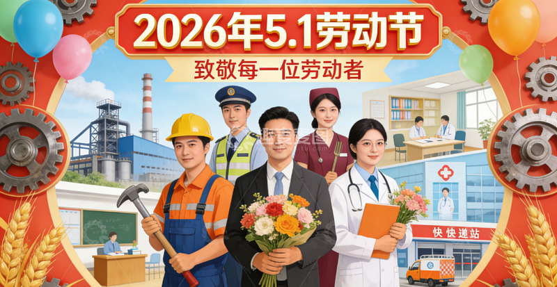 高清大图下载【趣麦麦图】庆祝五一劳动节劳动者宣传海报