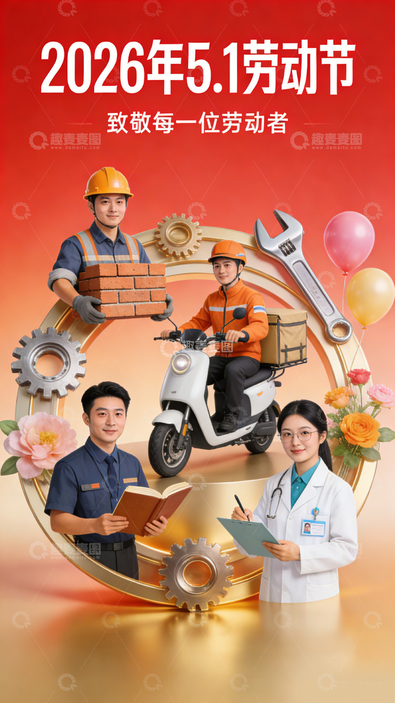 高清大图下载【趣麦麦图】劳动节宣传海报设计